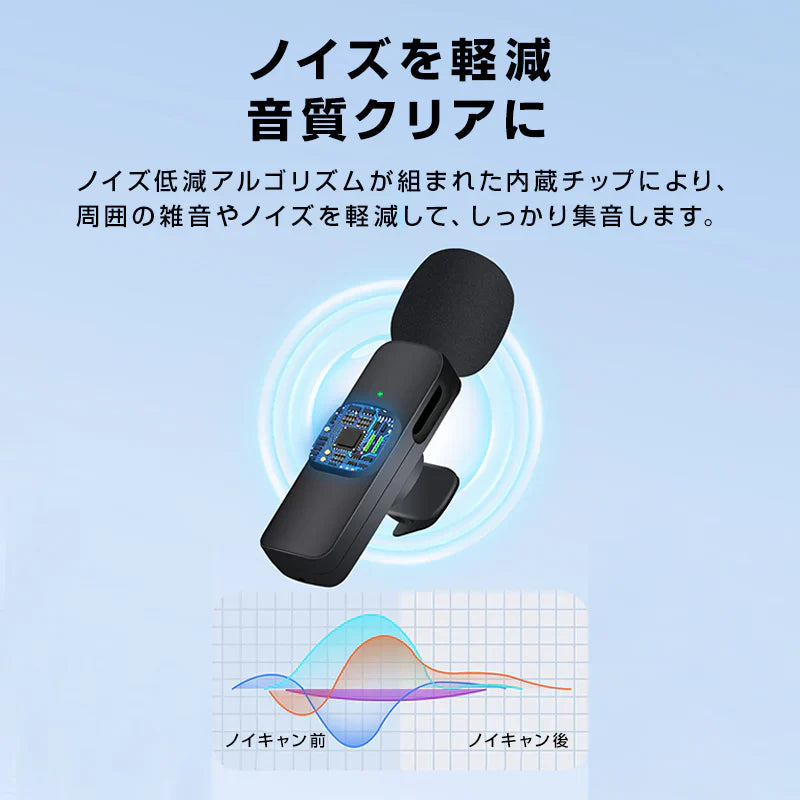 ワイヤレスマイク ピンマイク 3.5mm端子 設定不要 スマホ同時充電可能 クリップ式 360°集音 ノイズ軽減 配信 Vlog PC iPhone Android 対応