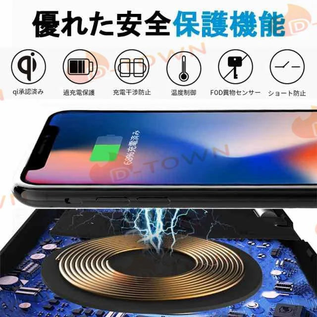 ワイヤレス充電器 20ｗ 3in1 充電器 ワイヤレスチャージ 最新版 Ｑi対応 ワイヤレス 安全 3台同時 充電 省スペース 超実用 超強力 w301A(ブラック)