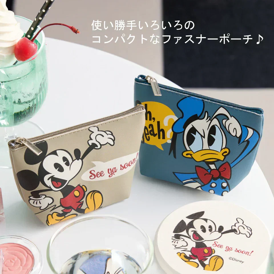 【2個セット】ミッキー＆ドナルド コンパクトポーチ　ディズニー