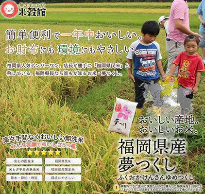 令和7年産 福岡県民米人気ダントツNo.1 無洗米 小袋 おためし 送料無料 九州産 米 福岡県産「夢つくし」2kg(2kg×1) 置配