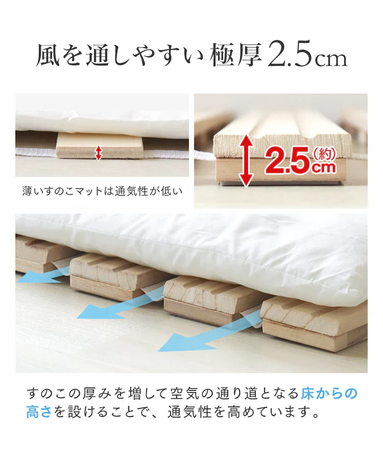 【セミダブル】すのこマット ロール式 すのこベッド 折りたたみ シングル セミダブル ダブル ロールタイプ シングルベッド セミダブルベッド ダブルベッド ベッド 布団干し 巻く ロール 寝具 来客用 すのこ 布団 折り畳み 除湿シート 除湿マット