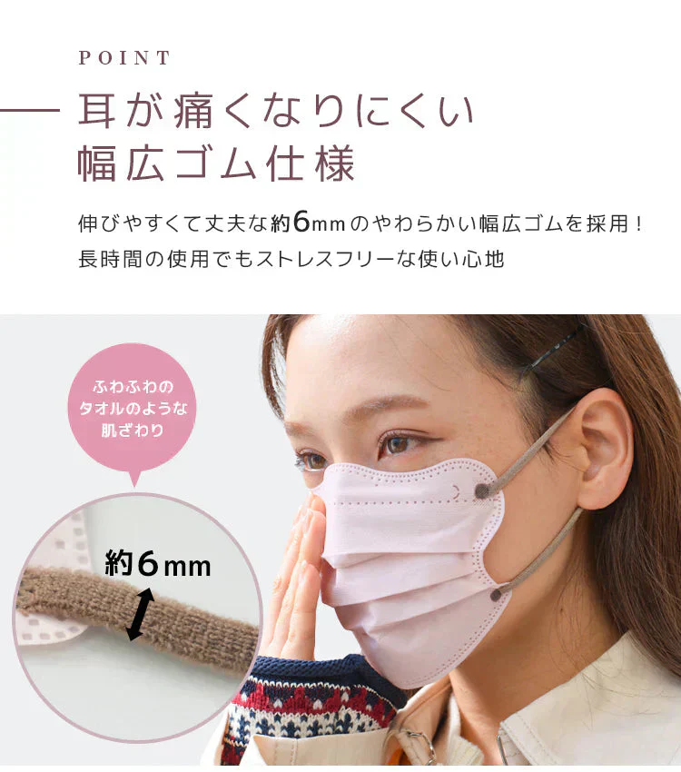 【やや小さめサイズ】【ピンクベージュ】【100枚セット】 4Dマスク お買い得　訳あり品　数量限定　カラーマスク 　ジュエルフラップマスク