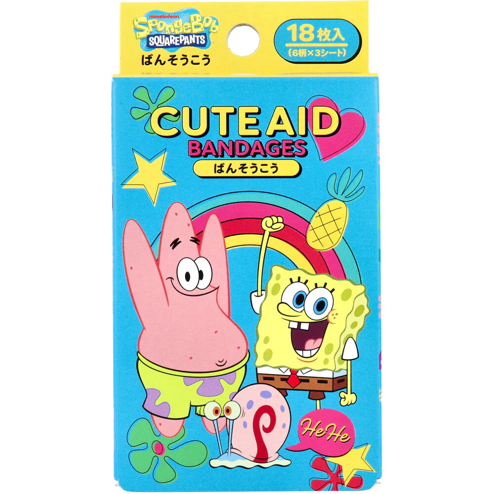 サンタン CUTEAID キャラクターばんそうこう スポンジボブ 6柄X3シート 18枚入り X10箱