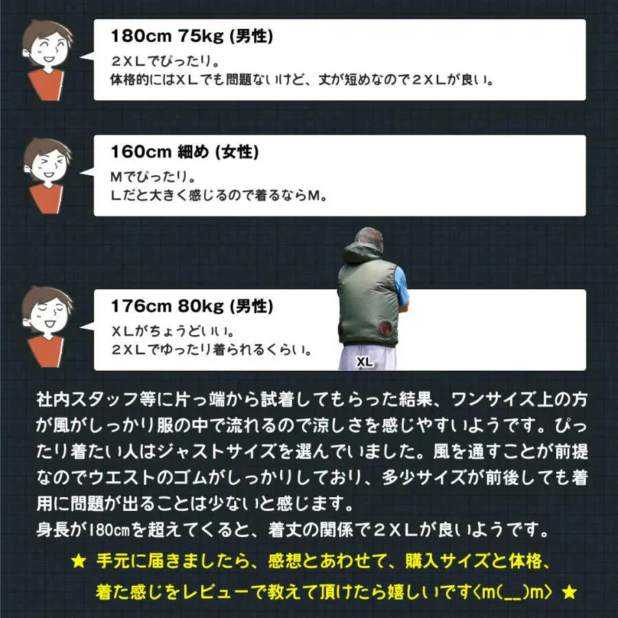 空調ベスト ひんやり風冷ベスト　緑XL　フルセット 1組
