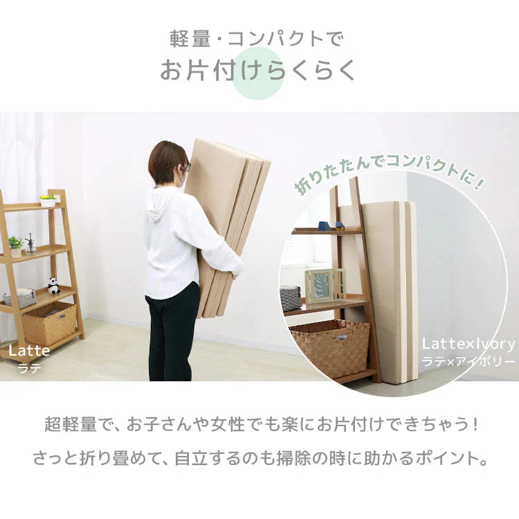 【グレー×ホワイト】プレイマット 折りたたみ 床暖房対応 4cm 厚手 防水 180cm×90cm 安全検査済み コンパクト ノンホルム 大判 高密度 マット お昼寝 厚手 軽量 体操 ヨガ トレーニング おしゃれ ベビー 赤ちゃん 子供 子供用 99.9%抗菌 抗菌 抗菌仕様