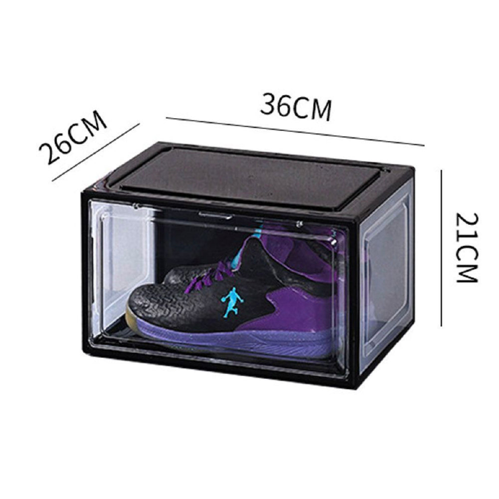 【4個ブラック】シューズボックス ブラック クリア 4個セット シューズケース 下駄箱 収納ボックス 収納ケース 前開き 壁タイプ 衣装ケース 工具箱 衣類 シューズケース シューズボックス 介護 入院 パン ブレッドケース クリアケース 積み重ね コレクション 推し活 フィギュア 本棚