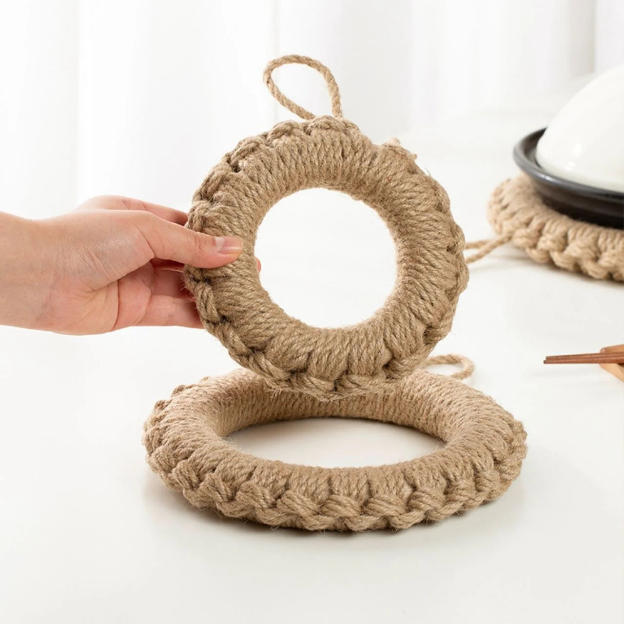 SALE シーグラス鍋敷 大 北欧 自然素材 天然素材 ドーナツ鍋敷 リース