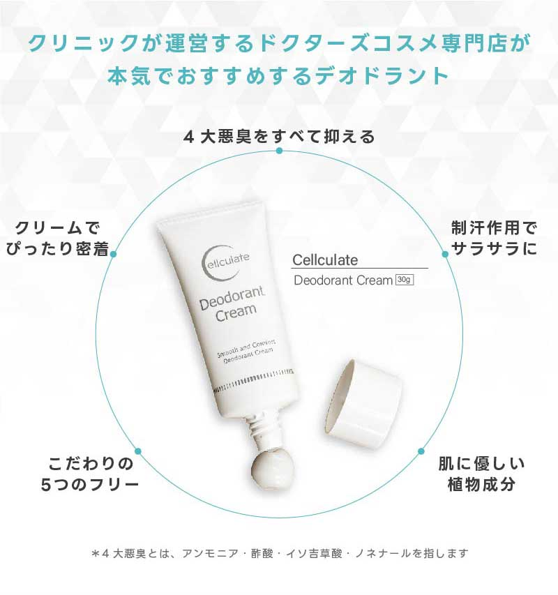 2本購入で+1本無料 ワキガ クリーム デオドラント 強力 医薬部外品 子供 わきが 制汗剤 わきが すそわきが 脇汗 ワキ汗 顔 におい 対策 薬用セルキュレイト 薬用デオドラントクリーム 送料無料