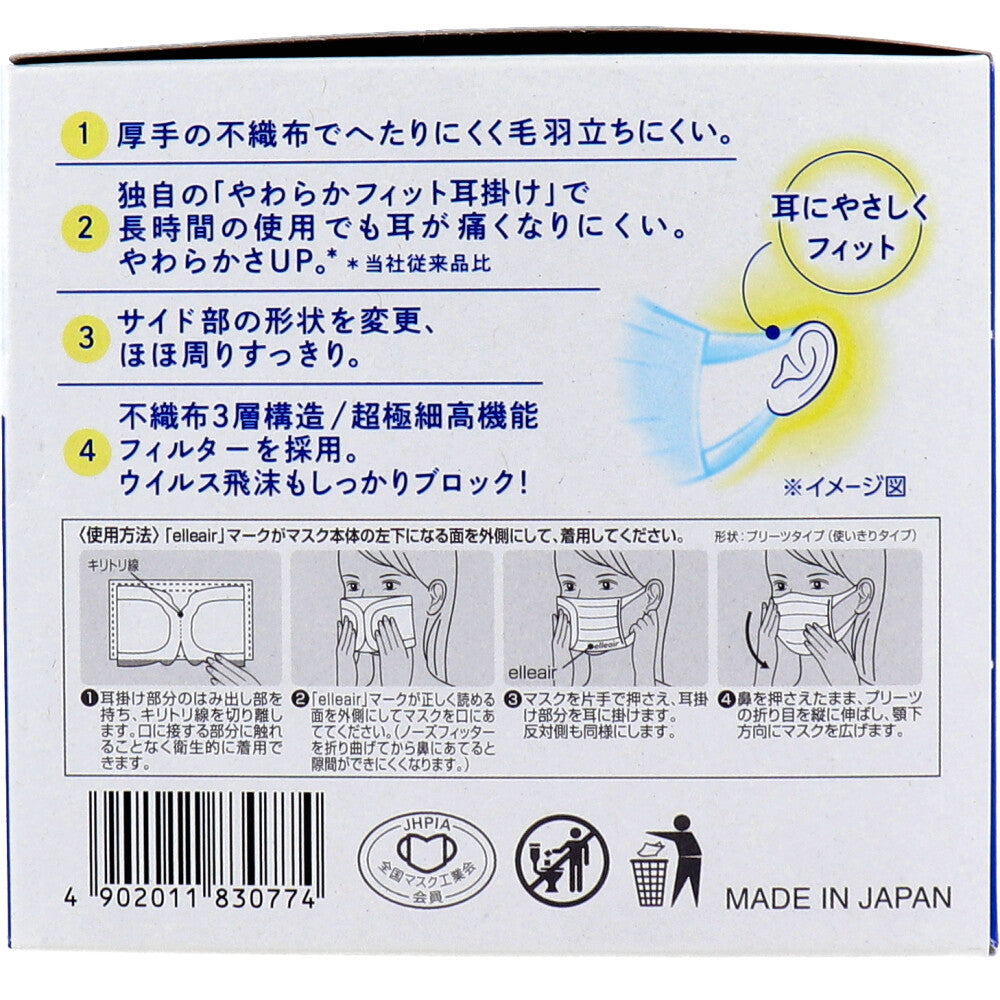 日本製不織布マスク エリエール ハイパーブロックマスク Zutto ふつうサイズ 30枚入り