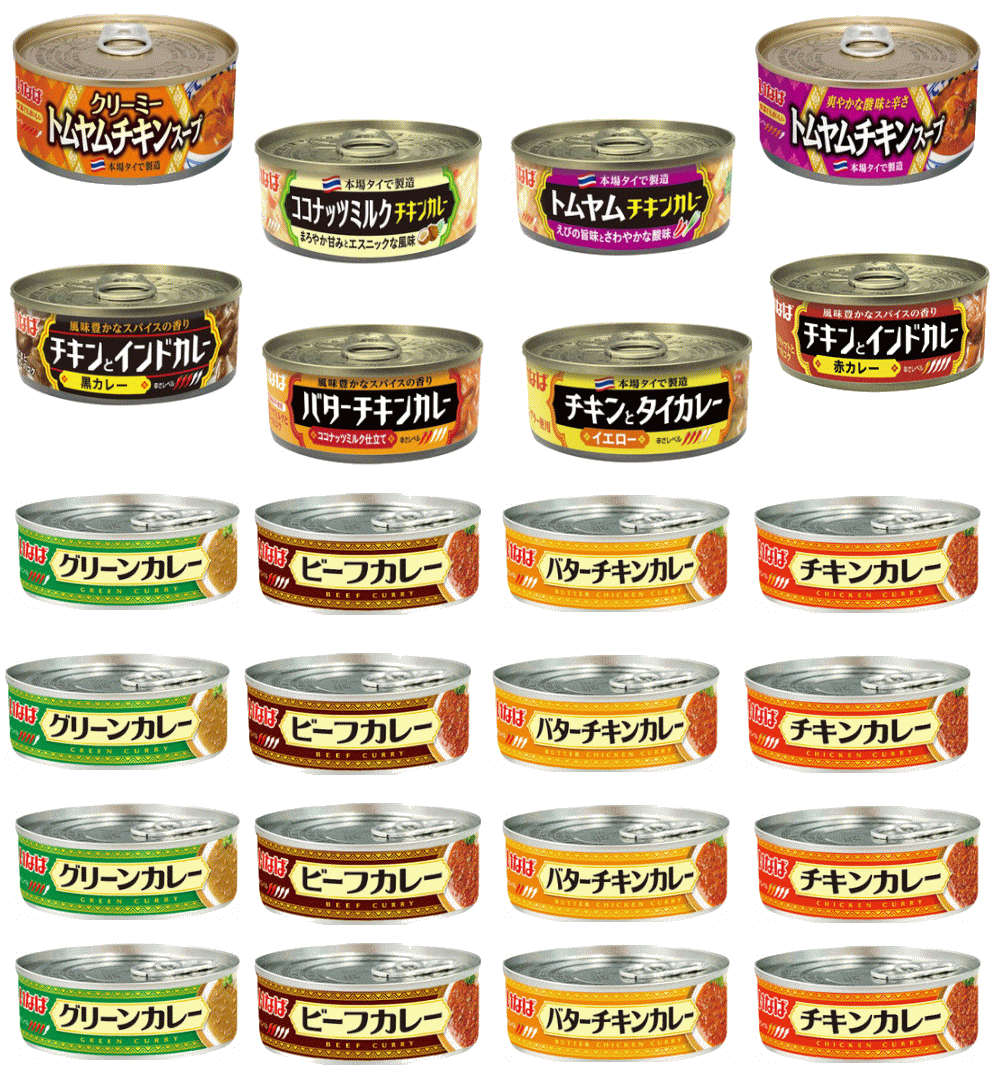 【缶詰】いなば カレー缶詰 スープ入り 24缶セット 詰め合わせ トムヤムチキンスープ タイカレー ビーフ チキン バターチキン 非常食 保存食 長期保存 備蓄 食べ比べ 関東圏送料無料 「一番人気」
