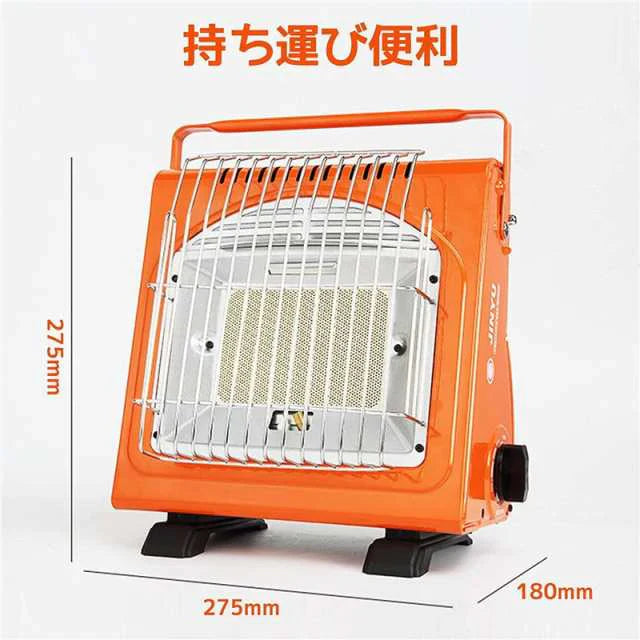 カセットガスストーブ ガスヒーター 1台2役 電源不要 速暖 持ち運び ブタンガス ボンベ式 キャンプヒーター 暖房ストーブ w452A(ブラック)