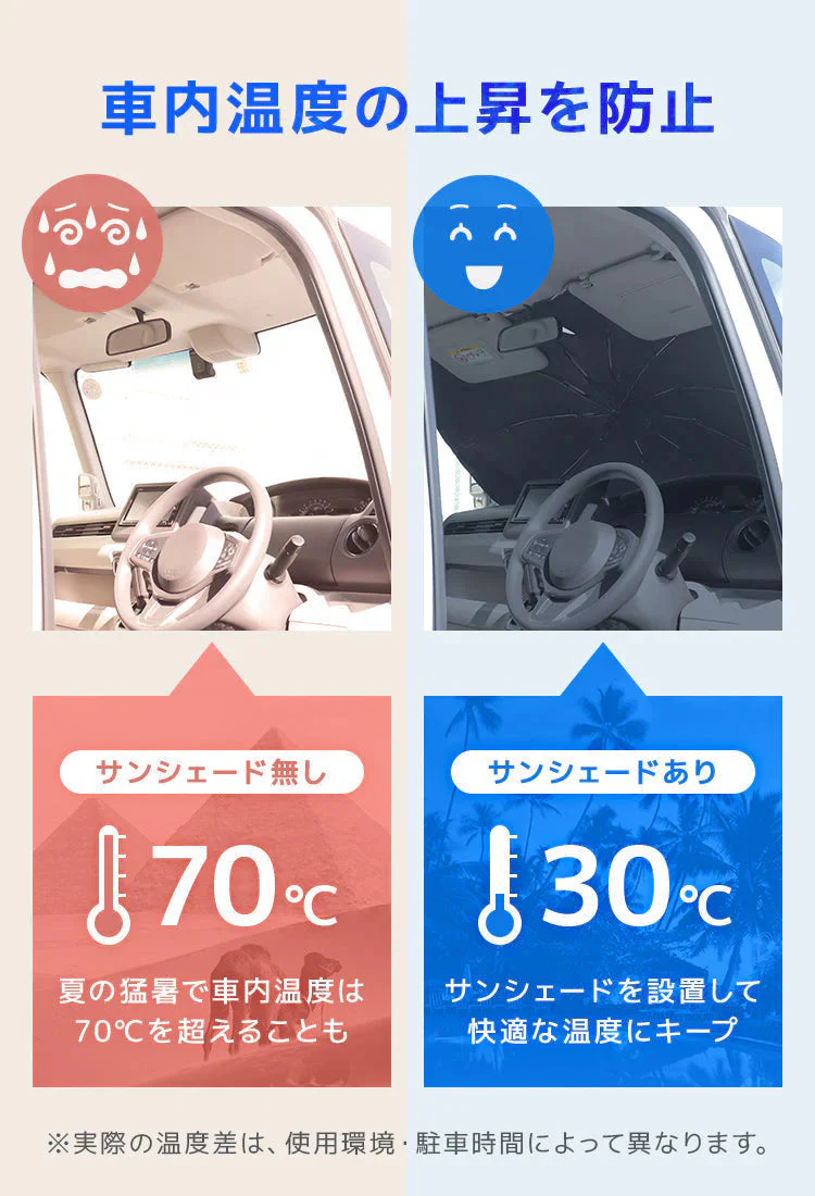 【Mサイズ】傘型サンシェード サンシェード 車 フロント カーサンシェード 傘式サンシェード パラソル フロントサンシェード 車用 日除け 日よけ 紫外線カット コンパクト 遮光 フロントカバー 車 サンシェード車 傘タイプ 大きいサイズ 送料無料