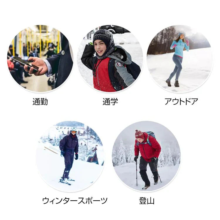 【Lサイズ×ブルー】手袋 手首まで タッチパネル対応 裏起毛 グローブ 滑り止めつき