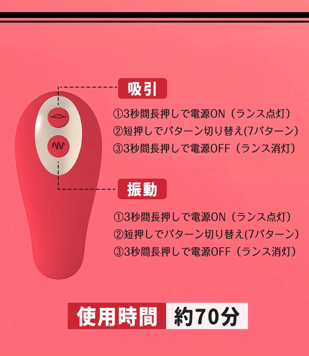 【静音·新感覚の快感を堪能】 ＼ピンク 1個／ 電動マッサージ器 吸引バイブ 大人のおもちゃ 静音 防水 健康グッズ バイブ 女性用 7種類の振動 吸引 ヴァイブレーション 強力刺激 USB充電式  電マ 潮吹きバイブ 【秘密梱包】