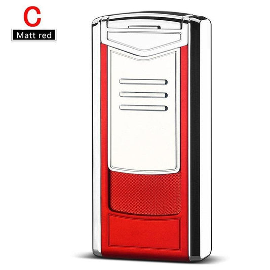 即納 ライター 葉巻ライター 防風 おしゃれ ガスライター メタルライター 充填式ライター 注入式ライター トリプル ターボ ジェット ライター 防風 軽量 w255C(レッド)