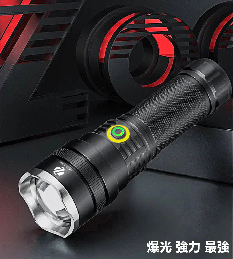 新P70懐中電灯 LED 充電式 超強力 LEDライト ハンディライト ズーム機能 フラッシュライト 充電式 超強力 多モード 小型 軍用 作業灯 充電池付き 停電 防水 防災対策 最新仕様！ 爆光 強力 最強 防災グッズ 強力 防水 コンパクト アウトドア セール(w019A)黒リング