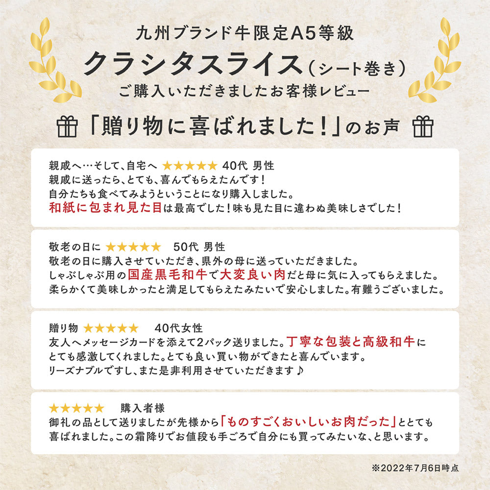 ブランド牛限定 A5等級 クラシタスライス（シート巻）1kg（250g×4）  【 お中元 送料無料  牛肉  すき焼き 和牛 しゃぶしゃぶ  お肉 ギフト 肉 御歳暮 内祝い プレゼント 肩ロース 食べ物 父の日 母の日 敬老の日 】