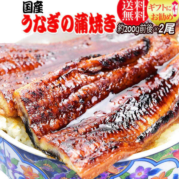 うなぎ蒲焼き　約200g前後×2尾 うなぎ 蒲焼き【国産 国内産】炭火焼うなぎ蒲焼 特大 土用の丑の日 宮崎県産・鹿児島県産 ※蒲焼のタレ付