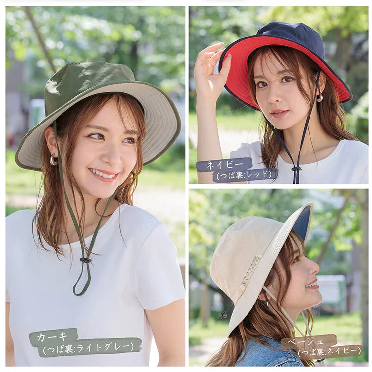 帽子 「カーキ」 ハット サファリハット UVカット 防水 マリンハット ビーチハット 折り畳み 軽量 吸汗 速乾 あご紐付 日焼け防止 男女兼用 小顔 おしゃれ 父の日 sg167-kh
