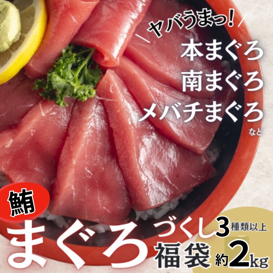 まぐろ福袋 3種2kg以上（本鮪・キハダ鮪・南鮪等のカマ・赤身・中トロ等）