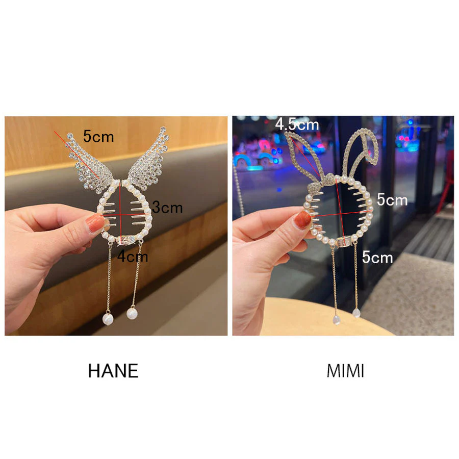 (HANE)ヘアクリップ ゆらゆらチェーン付き 髪留め 髪飾り 扇子 ヘアアクセサリー オシャレ上品 パーティー飾り