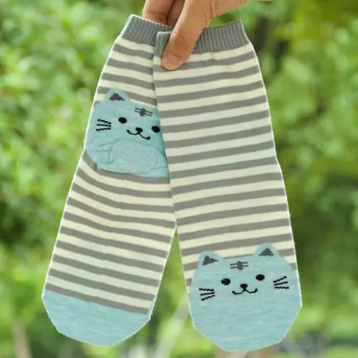 【予約商品・発送時期は商品説明に記載】猫靴下 6足セット 猫柄 ネコソックス かわいい ボーダー ショートソックス 肉球 ねこ 靴下 ネコ コットン くつ下 ソックス カジュアル 春 夏 秋 冬 女性 レディース 子供 送料無料