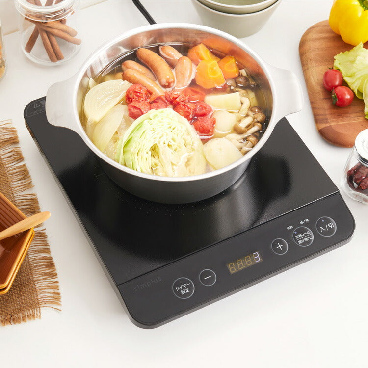 simplus シンプラス IH クッキングヒーター 1口 1400W SP-IHC01-BK 揚げ物 炒め 調理 IHコンロ 電気こんろ 鍋料理 卓上料理【送料無料】