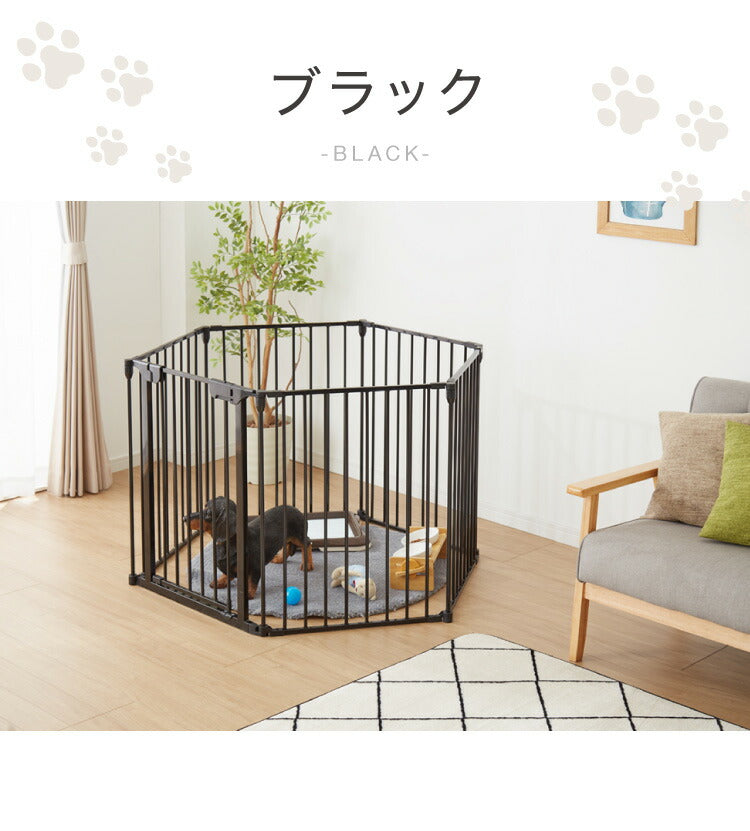 (ブラック)ペットサークル 折りたたみ 6枚セット 高さ75cm ブラック ホワイト 扉付き コンパクト 組立簡単 シンプル ペットフェンス ペットケージ ケージ ドッグフェンス ドッグサークル ドッグハウス ペットハウス サークル 犬 犬用品 ペット 【送料無料】