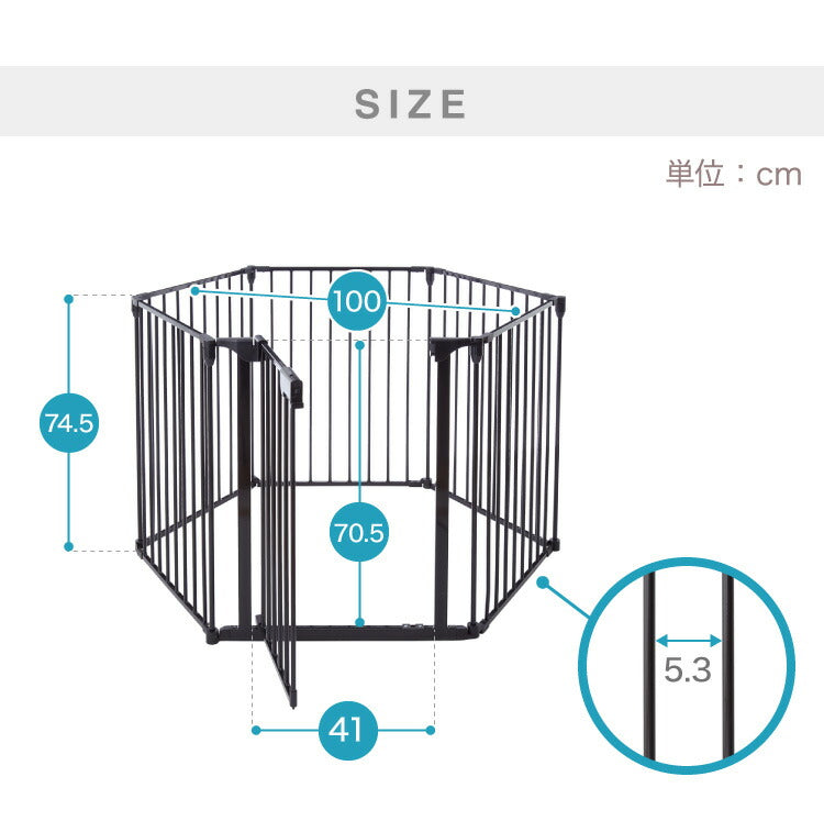 (ブラック)ペットサークル 折りたたみ 6枚セット 高さ75cm ブラック ホワイト 扉付き コンパクト 組立簡単 シンプル ペットフェンス ペットケージ ケージ ドッグフェンス ドッグサークル ドッグハウス ペットハウス サークル 犬 犬用品 ペット 【送料無料】