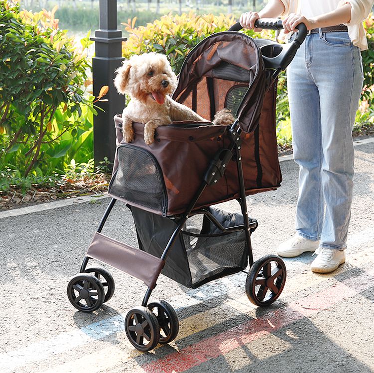 (ブラック)ペットカート 折りたたみ 多頭 ワンタッチ 4輪 軽量 クッション ストッパー付き おしゃれ 犬カート ペットバギー ドッグカート ペットキャリー 小型犬 大型犬 中型犬 耐荷重15kg 猫 犬 お散歩 小動物 ペット用 【送料無料】