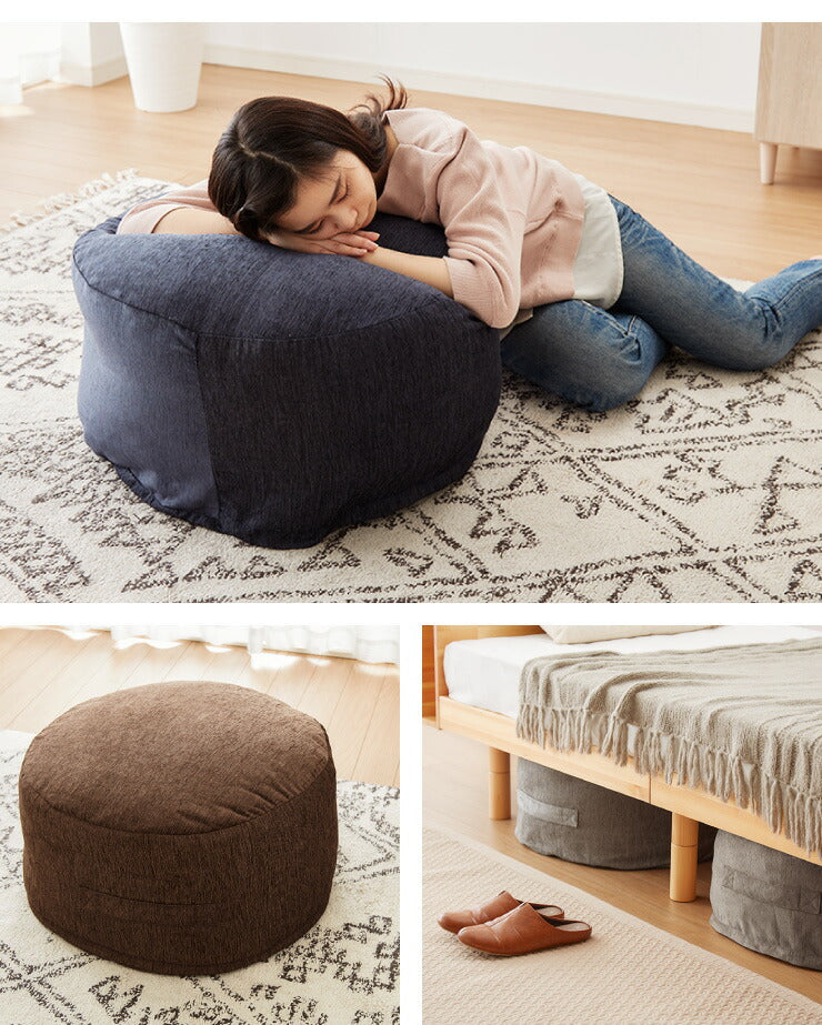 (グレー)布団収納 クッション 2点セット 幅60cm 丸型 シェニール織 一人掛け ソファ ソファー カバー 座布団 アースカラー おしゃれ かわいい 円形 ラウンド型 布団収納ケース 布団収納袋 収納ケース 布団ケース ふとん収納 布団【送料無料】