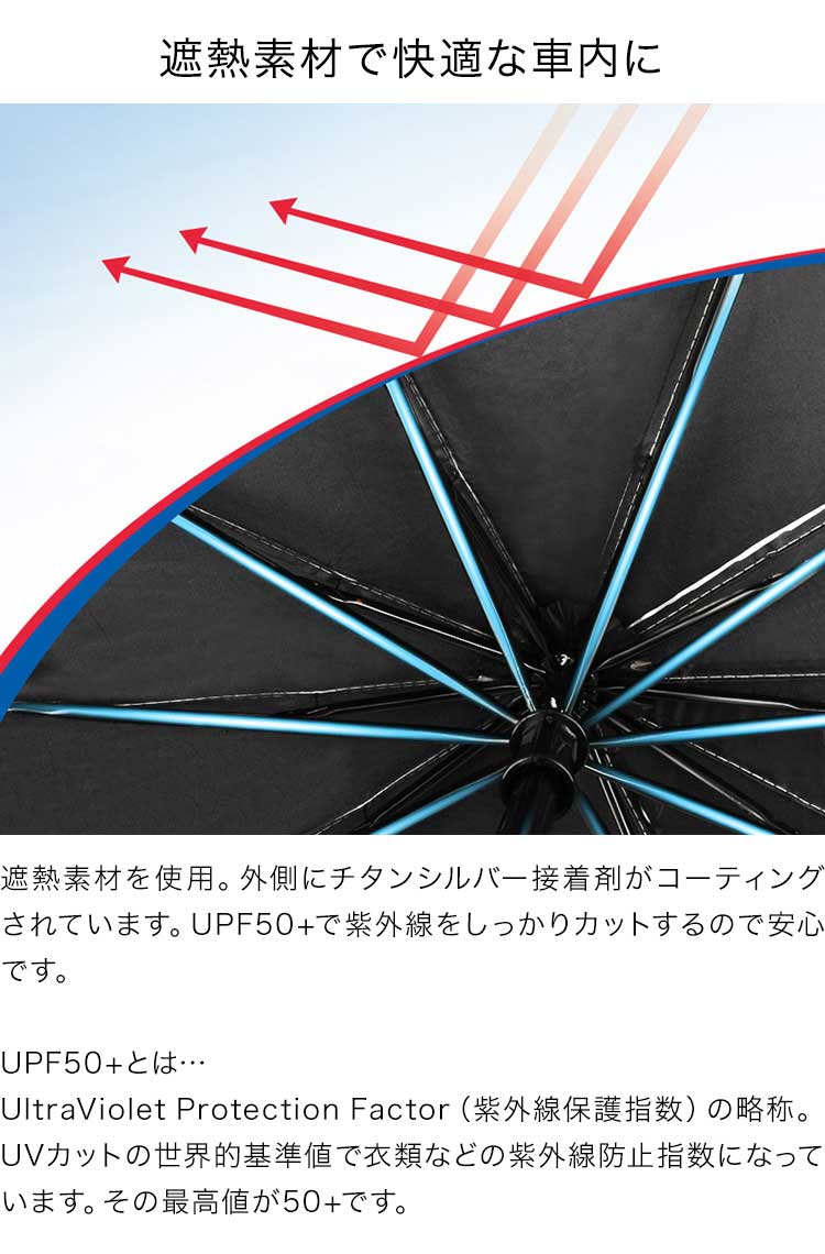 (Lサイズ)サンシェード フロントガラス 傘式 パラソル 折りたたみ 車用 コンパクト 収納ケース 日よけ UV 紫外線 遮光 車保護 フロントサンシェード 丈夫