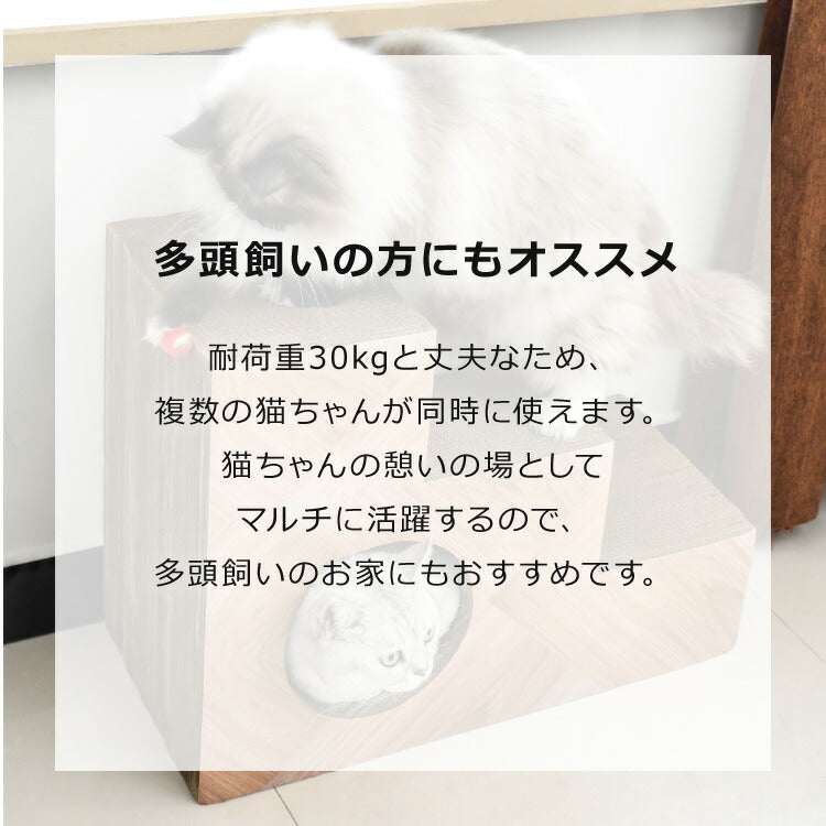 (ダークブラウン)爪とぎ 猫 段ボール 階段型 ペットステップ つめとぎ キャットハウス マタタビ付き 爪とぎハウス 木目調 ナチュラル シンプル おしゃれ インテリア 爪研ぎ ダンボール かわいい ユニーク あそべる【送料無料】