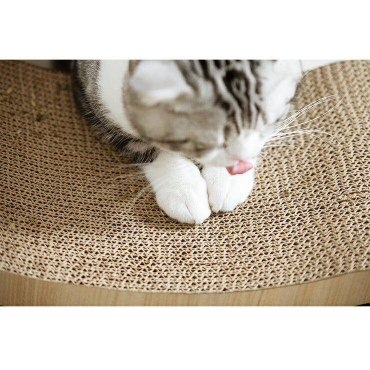 (カラー：ブラウン/タイプ：通常版)爪とぎ 猫 ループ型 両面仕様 またたび付 強化ダンボール 高耐久 木目調 大理石調 ナチュラル ブラウン ホワイト 猫爪とぎ 爪研ぎ 爪とぎベッド ベッド 枕 ペットベッド 段ボール 猫用品 【送料無料】