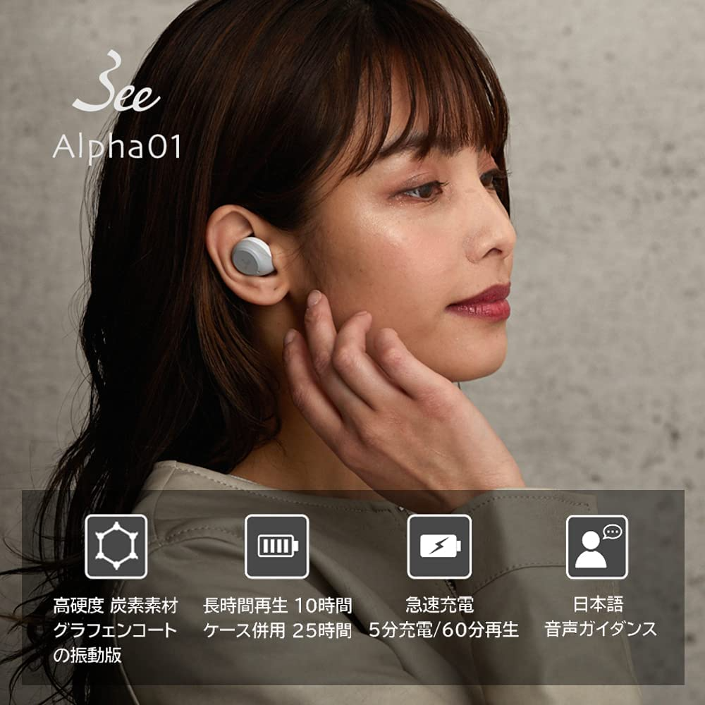 3ee Alpha 01 ワイヤレス イヤホン Bluetooth マイク付き (ダークグレー) M【エコ得】