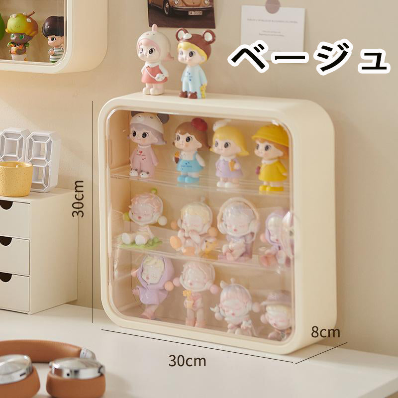 コレクションケース アクリル製 フィギュアケース 3段 ステージ ディスプレイケース 卓上 透明 防塵 コレクションケース棚 模型 展示用 壁掛け可能 w634C(グリーン)