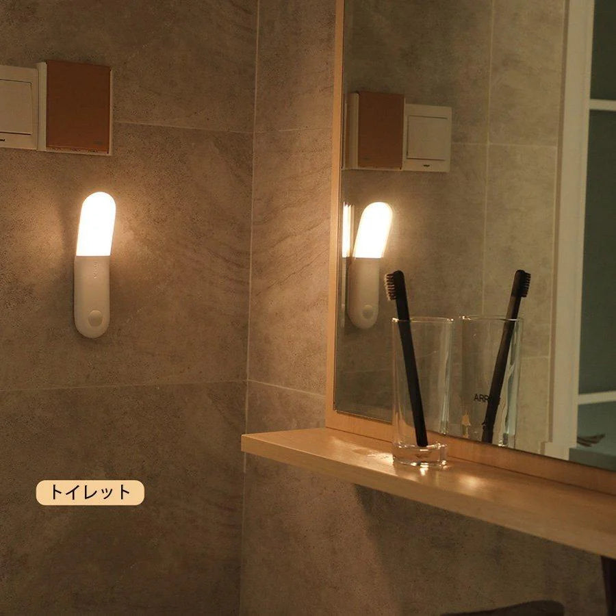 当日発送 LED人感センサーライト USB充電式 Baseus 調整可能 明暗センサー 省エネ 両面テープ 階段 台所の手元灯クロゼット 寝室 玄関 洗面所 車庫 物置 w011B(ライト: 電球色)