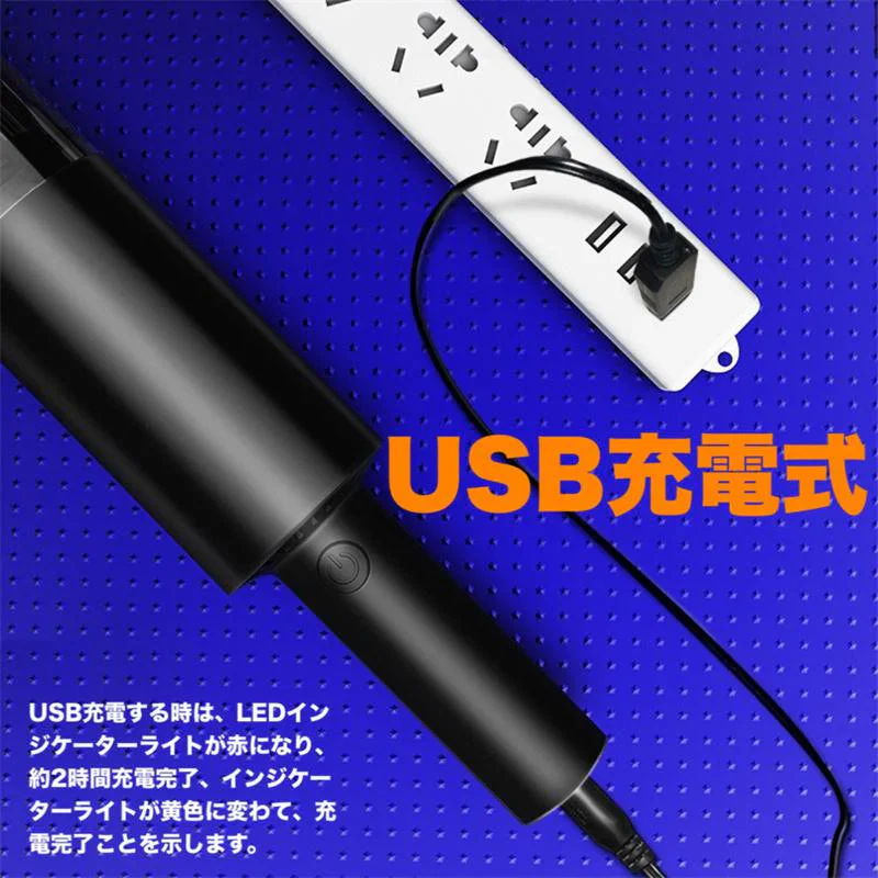 車載掃除機 家用掃除機 超軽量 PSE認証  分体回転 ロックデザイン 小型 ハンディ 充電式 USB急速充電 w065A(ホワイト)