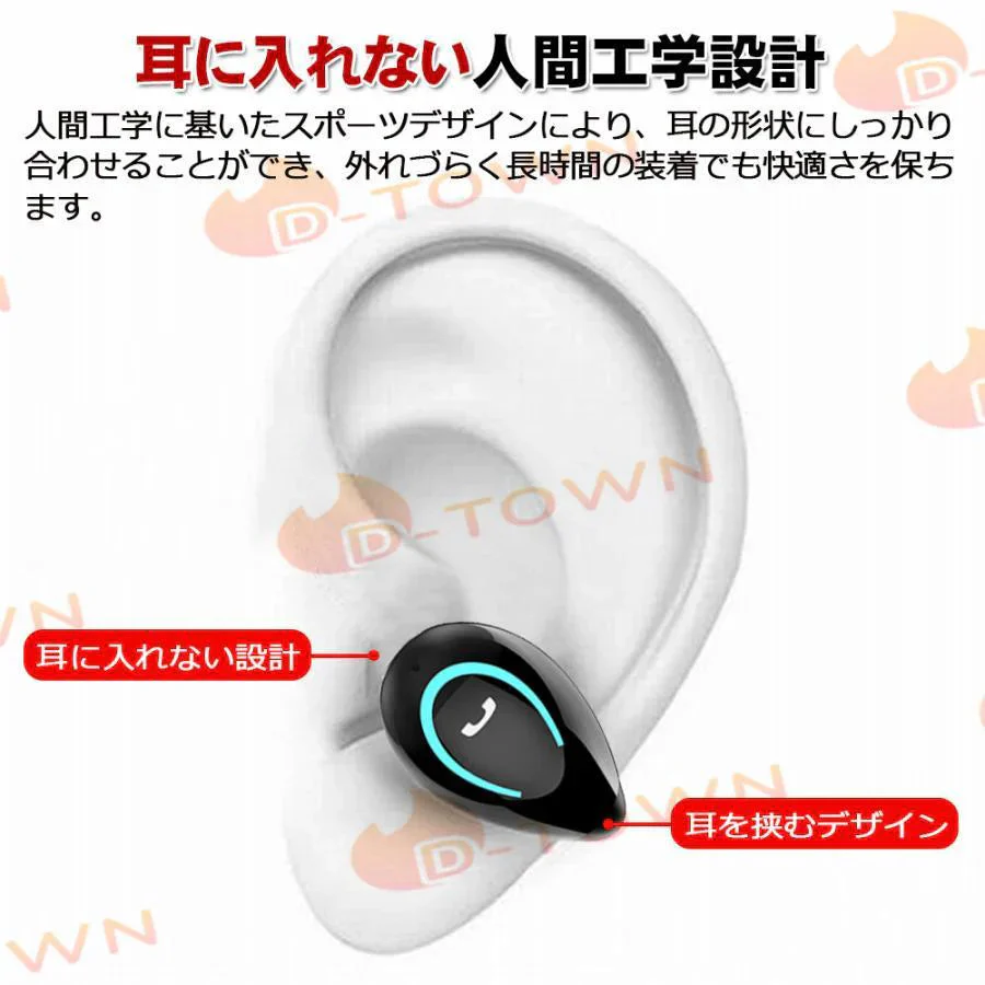 即納 イヤホン 耳を塞がない 片耳 　PSE認証　ワイヤレス bluetooth 5.0 ランニング オープンイヤー ワイヤレスイヤホン ジョギング イヤーカフイヤホン 耳掛け式 s025A(ブラック)