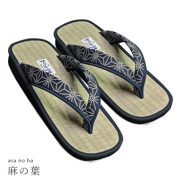 【麻の葉】水虫 足の臭い対策に 雪駄 メンズ 日本製 フリーサイズ ~28cm 和柄たたみ草履 雪駄タイプ 紳士用 青海波 井げた 麻の葉