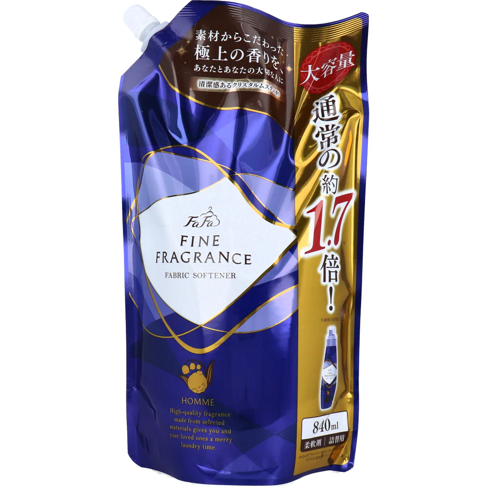 NSファーファジャパン 柔軟仕上げ剤 ファーファ ファインフレグランス オム クリスタルムスクの香り 詰替用 840mL 2個入り X3パック