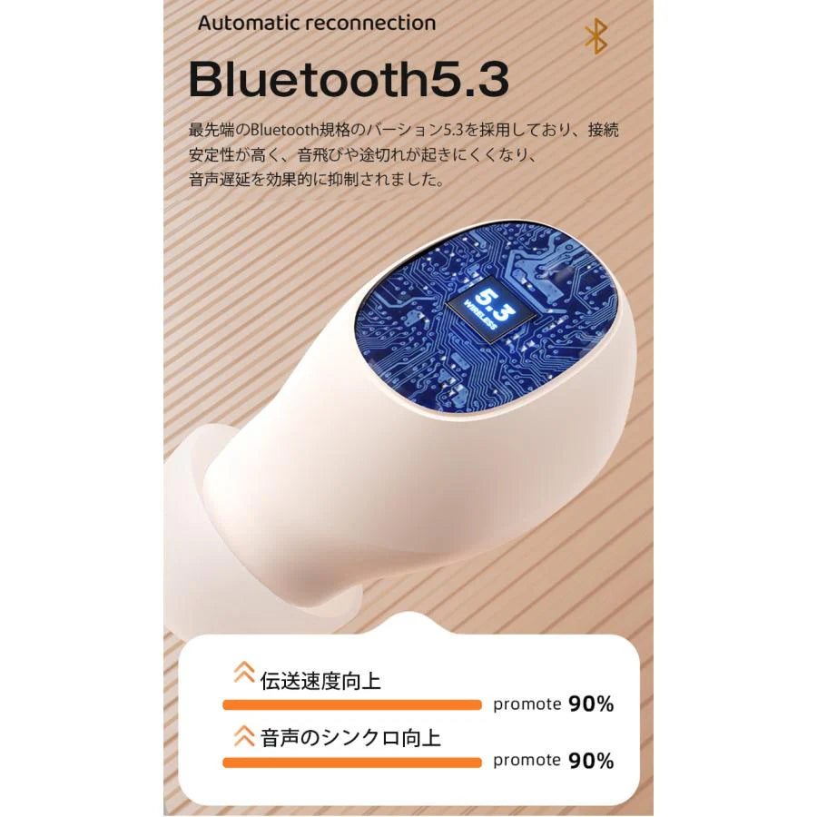 ワイヤレスイヤホンBluetooth5.3 イヤホン 高音質 360度サラウンドサウンド ノイズ低減技術 低遅延 大容量バッテリー 素晴らしい互換性 s092B(ブラック)