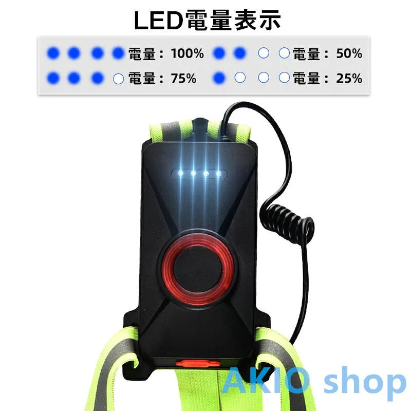 ナイトランニングライト LEDライト ボディーライト チェストライト ジョギングライト 夜間 5段階モード IPX65防水 2200mAh 警告灯 ランニング アウトドア