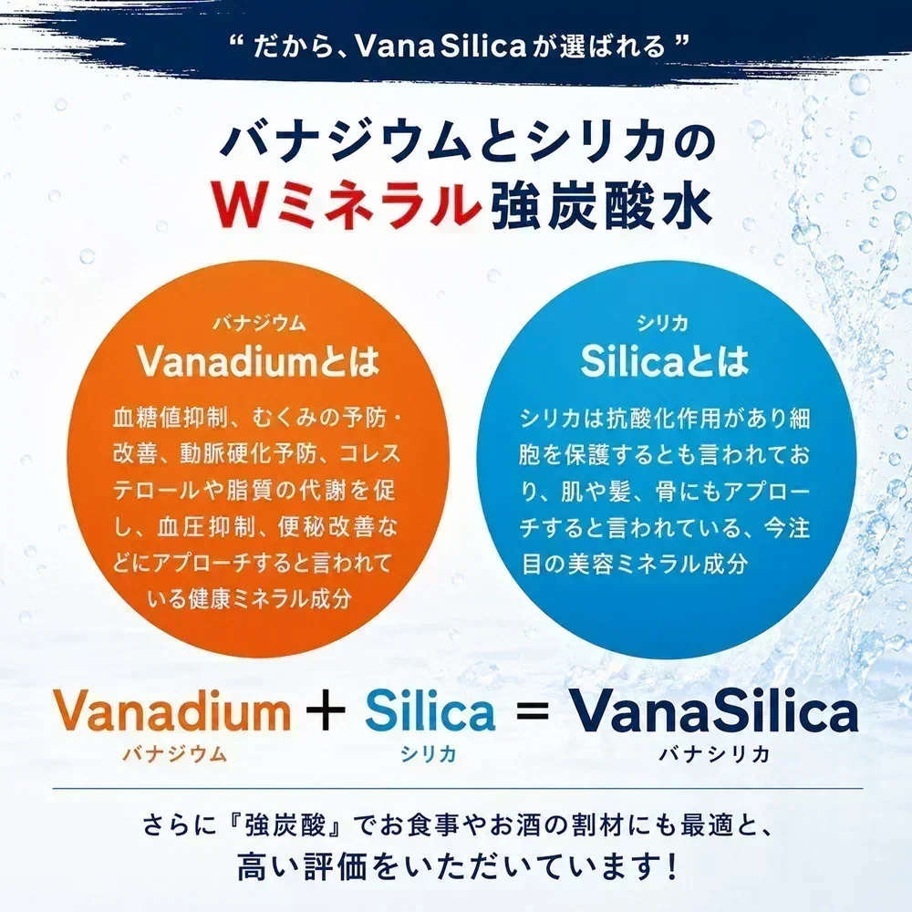 【 1ケース 】 富士山のバナジウム＆シリカ 強炭酸水 VanaSilica（バナシリカ） 500ml 24本 プレーン【ご新規さん限定商品】