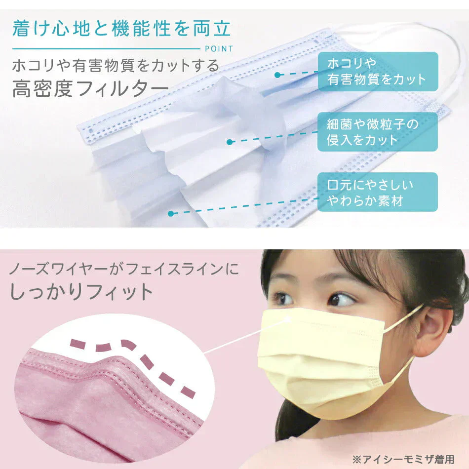 【250枚セット・ミスティサボン・子ども向けサイズ・耳紐同色】10枚包装　血色マスク 不織布 子供用マスク カラー 血色カラー マスク 50枚 不織布マスク カラー やわらかマスク 小さめ カラーマスク おしゃれマスク ふつう 小さめ 子供マスク WEIMALL 送料無料