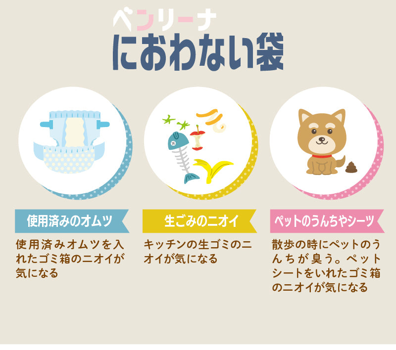防臭袋 ゴミ袋 ベンリーナ におわない袋360枚 (180枚×2箱)  Mサイズ 臭わないゴミ袋 うんちが臭わない袋 赤ちゃん オムツ 介護 ペット 臭わない袋 いぬ ネコ うんち トイレ キッチン 生ごみ ニオイ 消 臭 対策 車 散歩