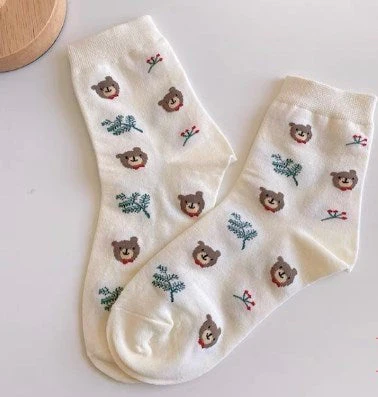 (6足セット) 大人 かわいい クマ柄 靴下 レディース  ガーリースタイル オシャレな インナー ソックス くつ下