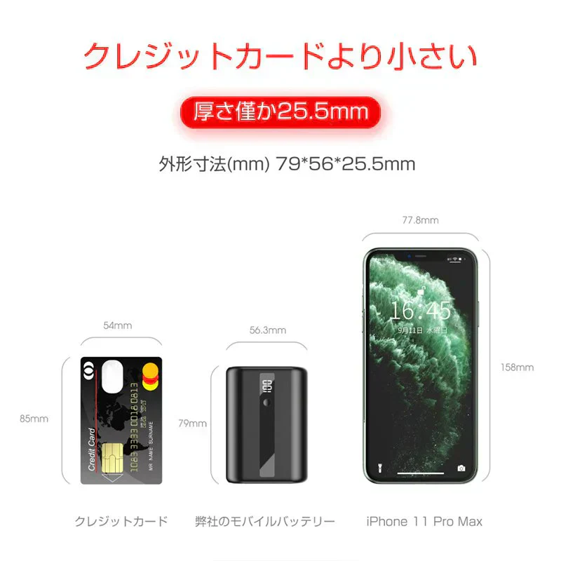 ホワイト モバイルバッテリー 10000mAh 大容量 PD急速充電 QC3.0 パワーバンク 小型 USB出力ポート Type-C入力/出力 スマホ充電器 LCDディスプレイ PSE認証済み