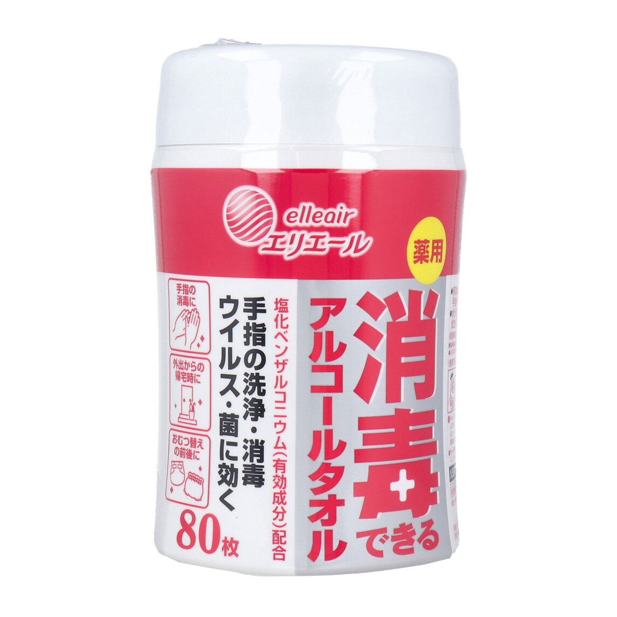 除菌ウェットティッシュ エリエール 消毒できるアルコールタオル 薬用 本体 80枚入りＸ6本