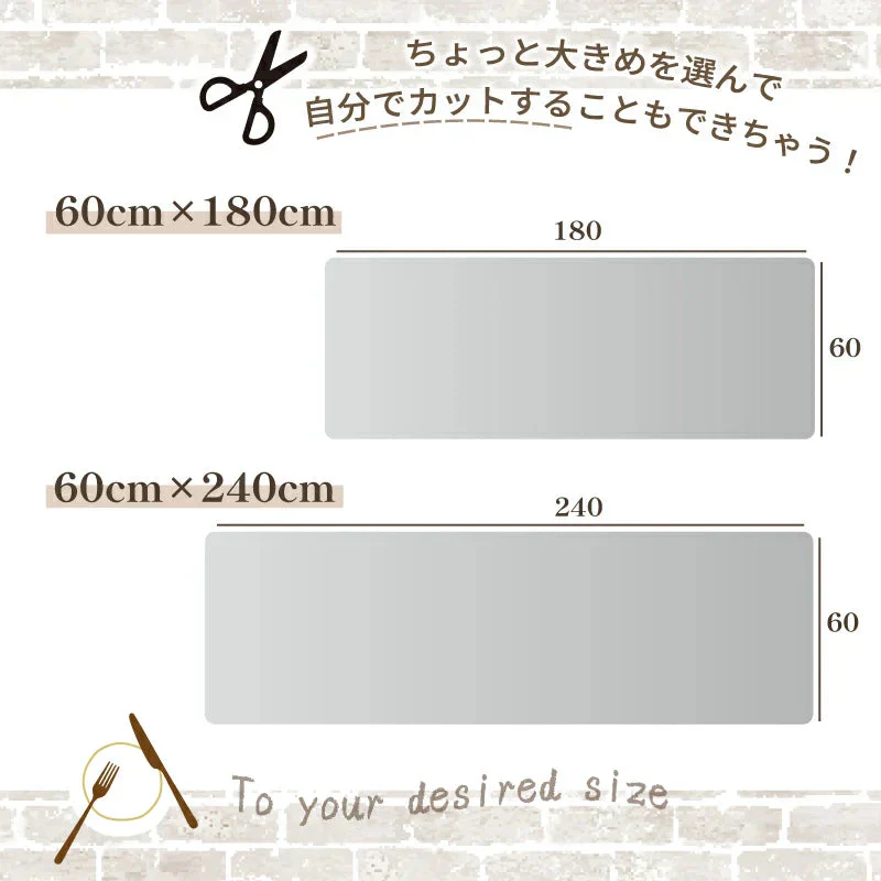 【クリア　 45×180cm】  キッチンマット クリアマット キッチン 透明 拭ける 撥水 透明キッチンマット 長い 防水 透明マット キズ 凹み防止 床暖房対応 カーペット シンプル 45*90 45*120 45*150 45*180 45*240 60*180 60*240 60*270
